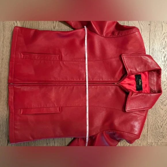 Red Leather Zip-up Jacket - Picture 10 of 12